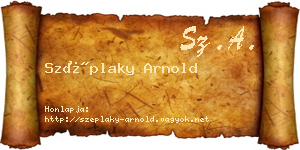 Széplaky Arnold névjegykártya